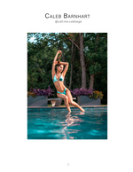 woman in teal swimsuit poolside portrait photography