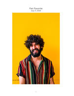 man against yellow backdrop portrait photography