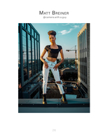 woman posing on rooftop edge fashion photography