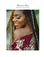 woman with colorful braids and floral top portrait photography