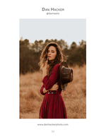 woman in red dress in golden field fashion photography