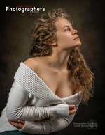woman in white sweater studio back cover portrait photography