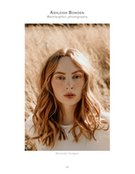 woman in golden field close-up portrait photography