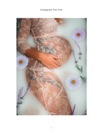 maternity milk bath with flowers portrait photography