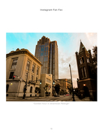 downtown street corner buildings at golden hour cityscape photography