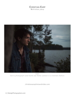 man in denim jacket by the lake portrait photography