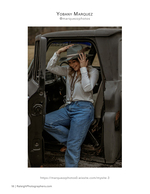 woman in cowboy hat inside vintage truck portrait photography