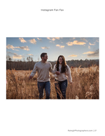couple walking through golden grass engagement photography