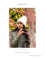 woman in white beanie among autumn leaves portrait photography