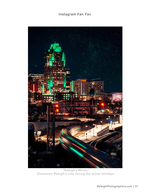 downtown Raleigh skyline glowing at night cityscape photography