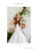 bride in wide-brim hat bridal photography