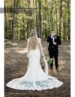 groom reacting to seeing his bride in the woods wedding photography