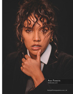 close-up studio headshot in a black blazer fashion photography