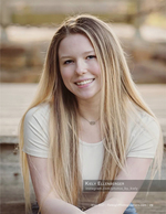 smiling blonde woman senior portrait photography