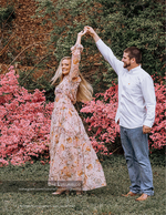 couple dancing among blooming azaleas portrait photography