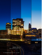 multi-exposure blend of the Raleigh skyline at dusk cityscape photography