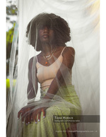woman beneath sheer tulle in golden light portrait photography