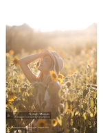 woman in a sun hat standing in a sunflower field portrait photography