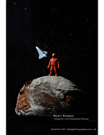 toy astronaut figure standing on a bread loaf planet still life photography