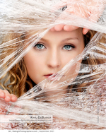 woman's face wrapped in clear plastic wrap portrait photography