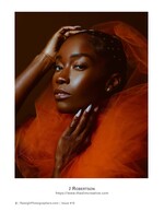 woman wrapped in orange tulle with jeweled headband beauty photography