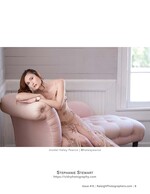 woman in sequined gown reclining on a pink chaise fashion photography