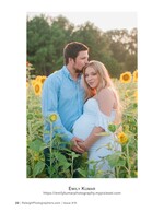 expecting couple embracing in a sunflower field maternity photography