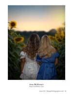 two friends walking arm in arm into a sunflower field at dusk portrait photography