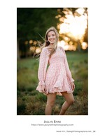 woman in a pink dress smiling in golden hour light portrait photography