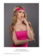 woman in a pink headscarf and top studio beauty photography