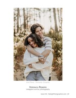 couple hugging on a wooded trail couples photography