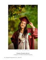 graduate in cap and gown with heritage flags portrait photography