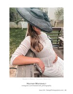 maternity portrait in a wide-brim hat on a backyard deck maternity photography