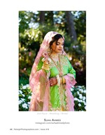 bride in green and gold garden bridal wear wedding photography