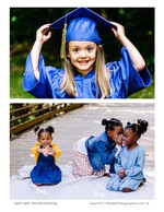 girl in graduation cap and gown holding the brim children's portrait photography