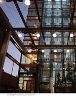 The Dillon building glass atrium at dusk urban architecture photography