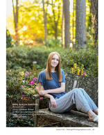 teen girl on a garden bench senior portrait photography