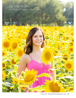 woman smiling in a sunflower field portrait photography