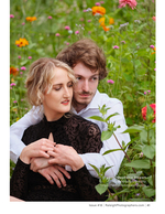 couple embracing in a wildflower field portrait photography