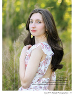 young woman in a floral dress in golden light portrait photography