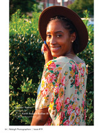 woman in a floral kimono and wide-brim hat portrait photography