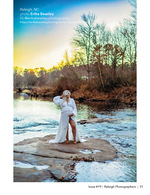 pregnant woman standing on a rock in a river at sunset maternity photography